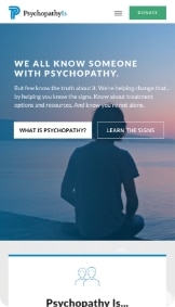 Psychopathy Is mobile responsive homepage mockup