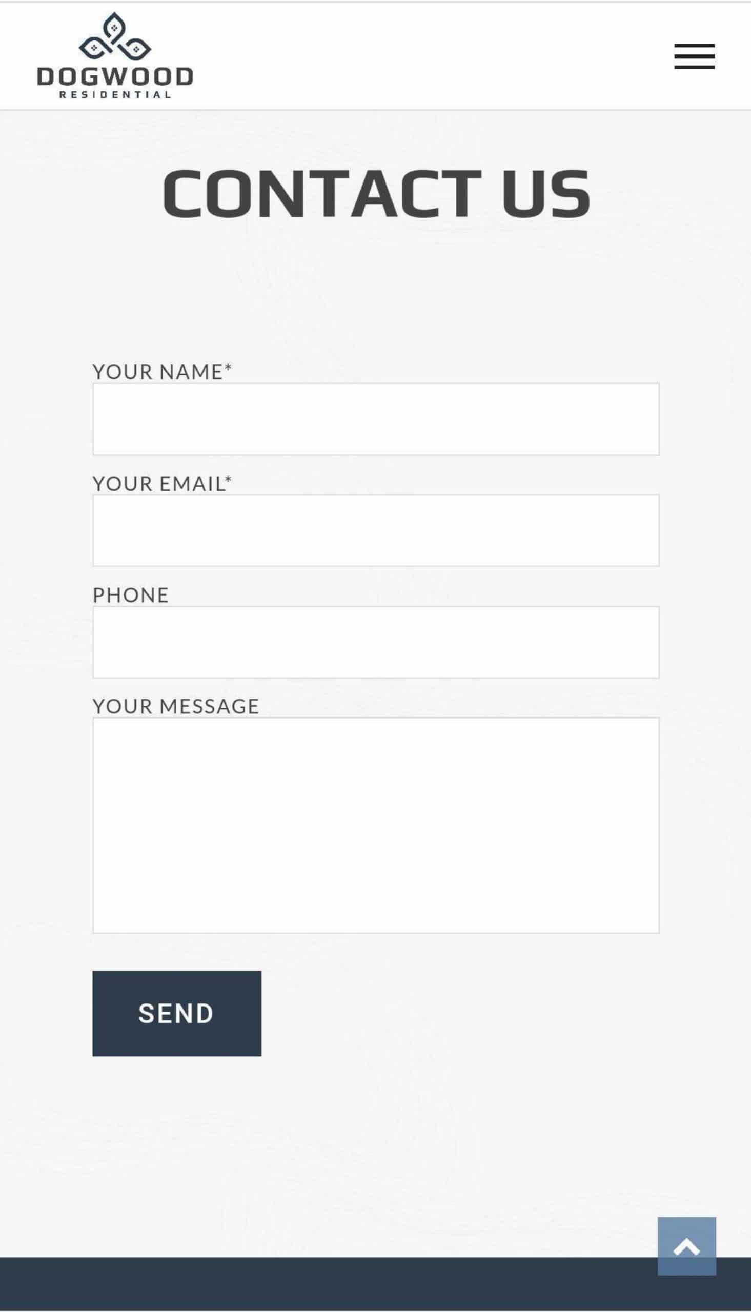 Mobile responsive mockups of Dogwood Residential contact form