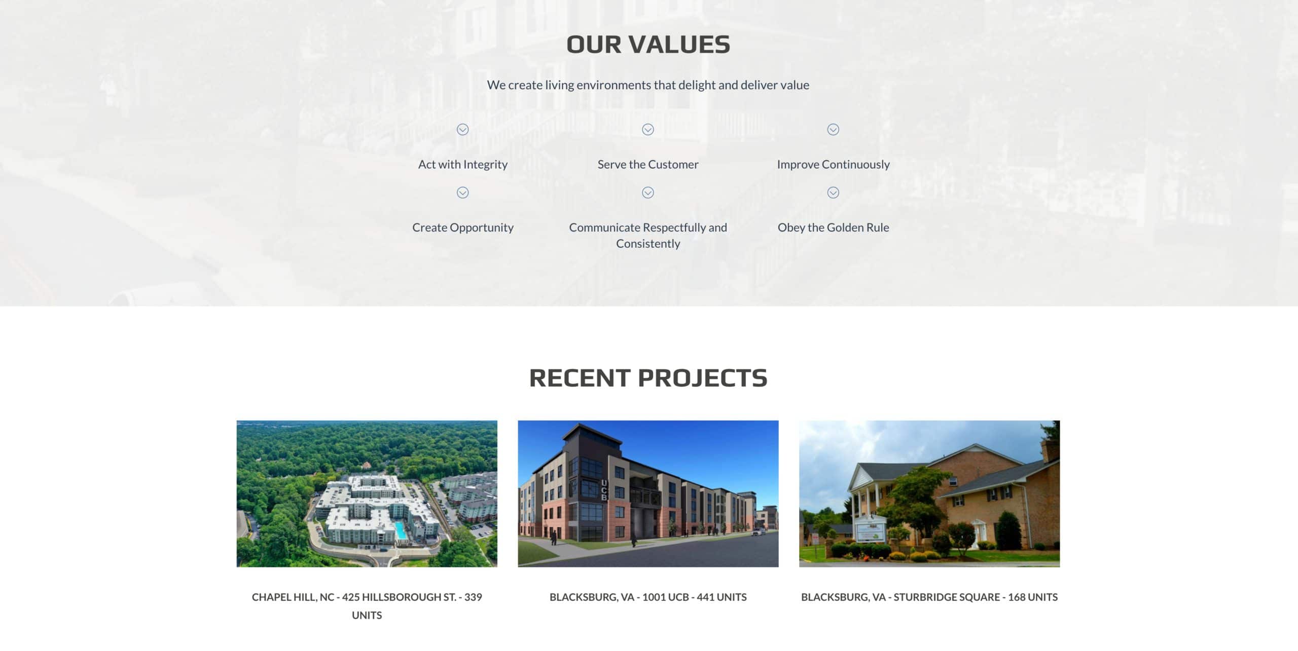 Tablet responsive mockups of Dogwood Residential page