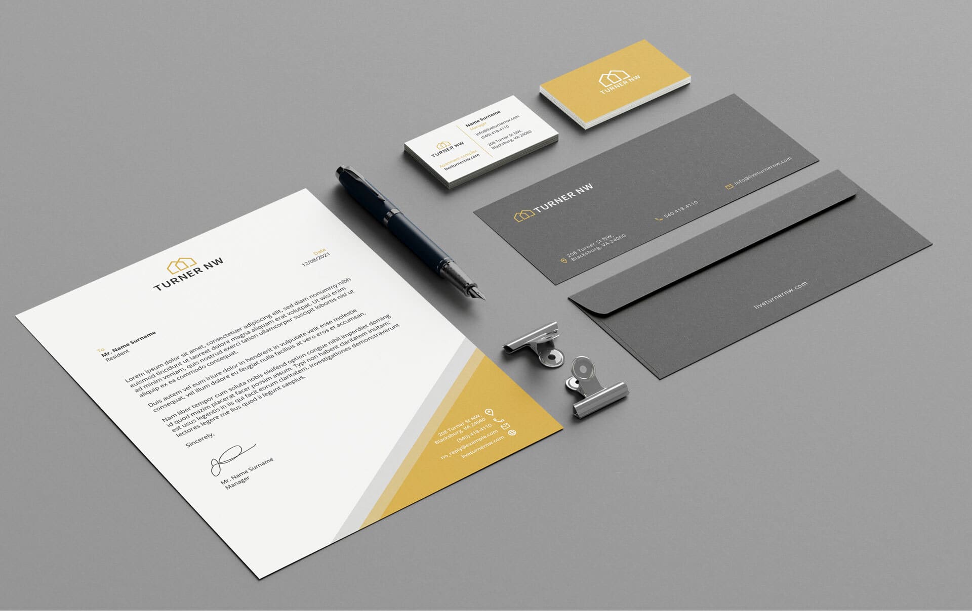 Graphic design branding mockup of stationary