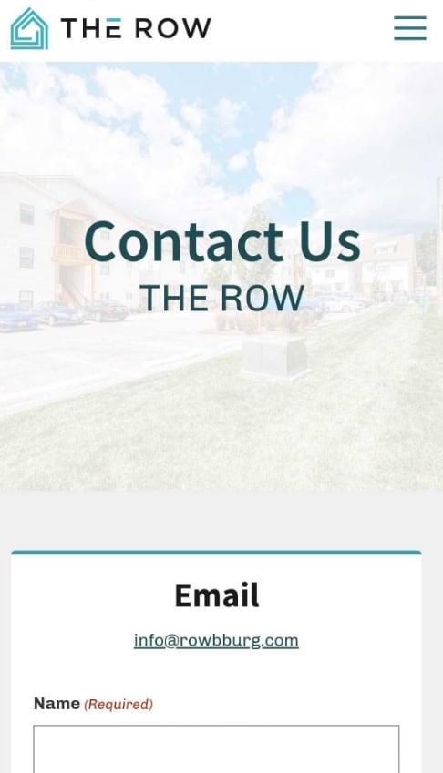 Mobile responsive mockups of Rowburg contact page