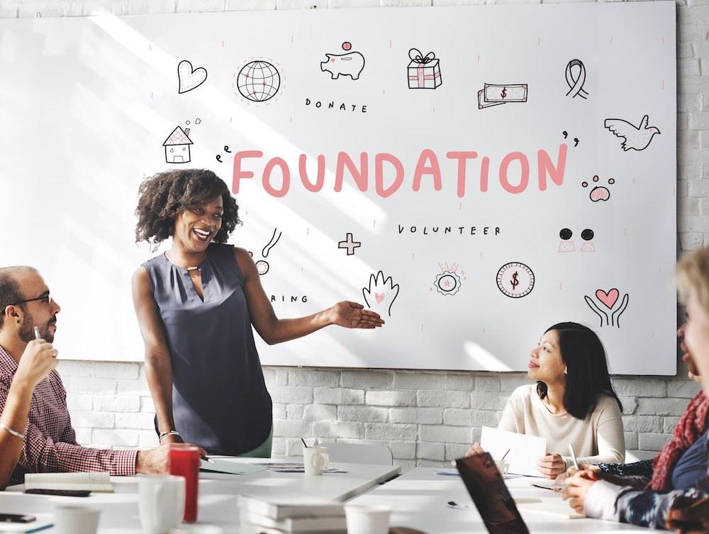 The team discusses nonprofit design concept