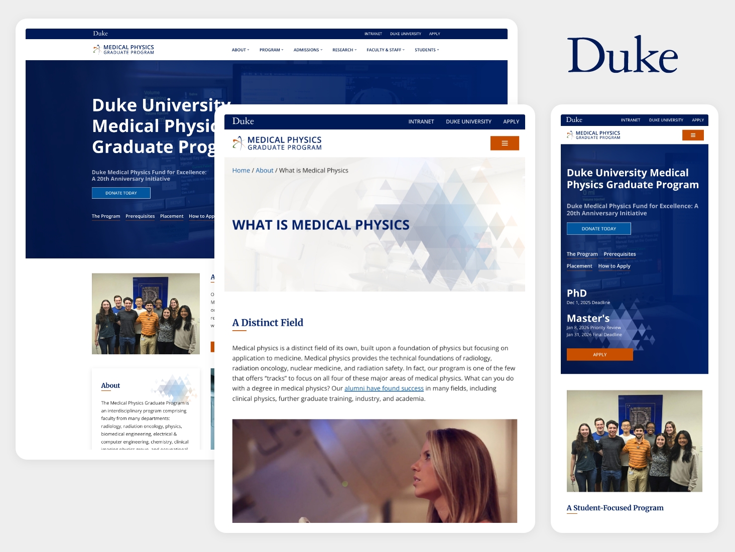 University program website mockup with clean and modern web design and development