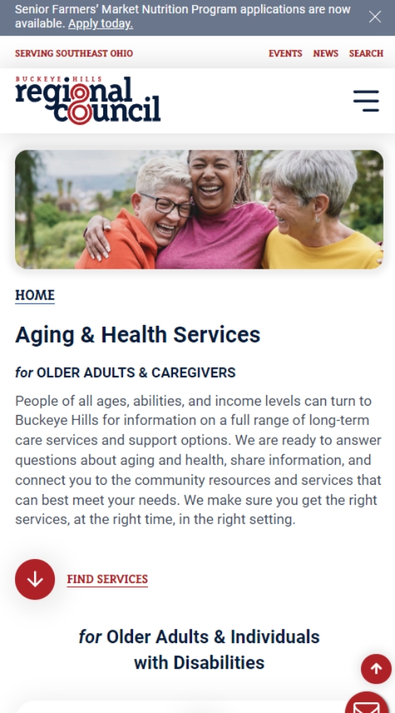 Buckeye Hills Regional Council Aging and Health Services Screenshot Mobile