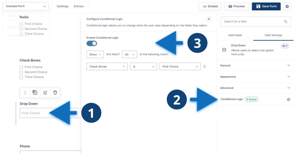 How to conditionally show fields - CH Web Agency