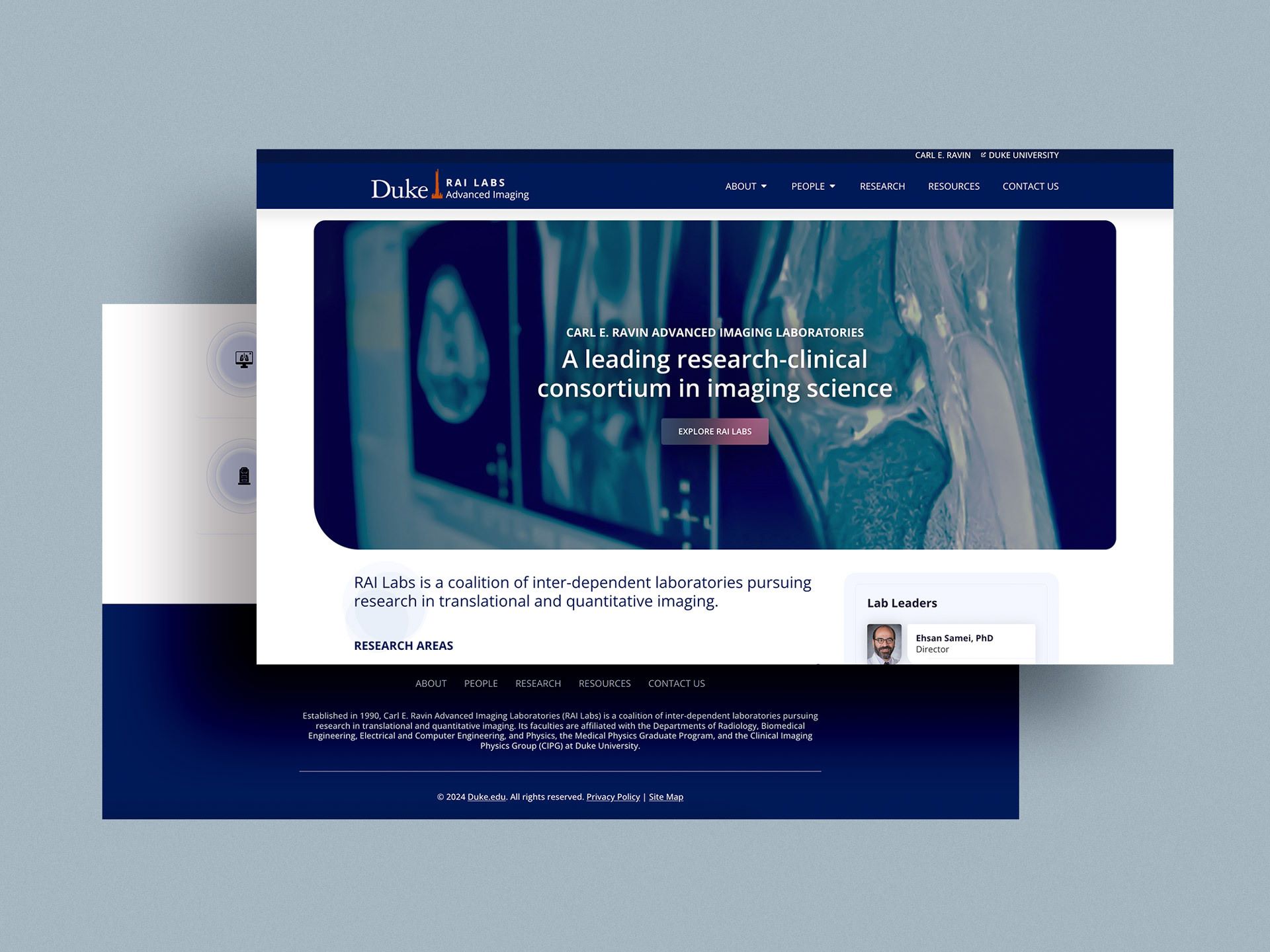 Hero mockups from Duke RAI Labs Website Redesign