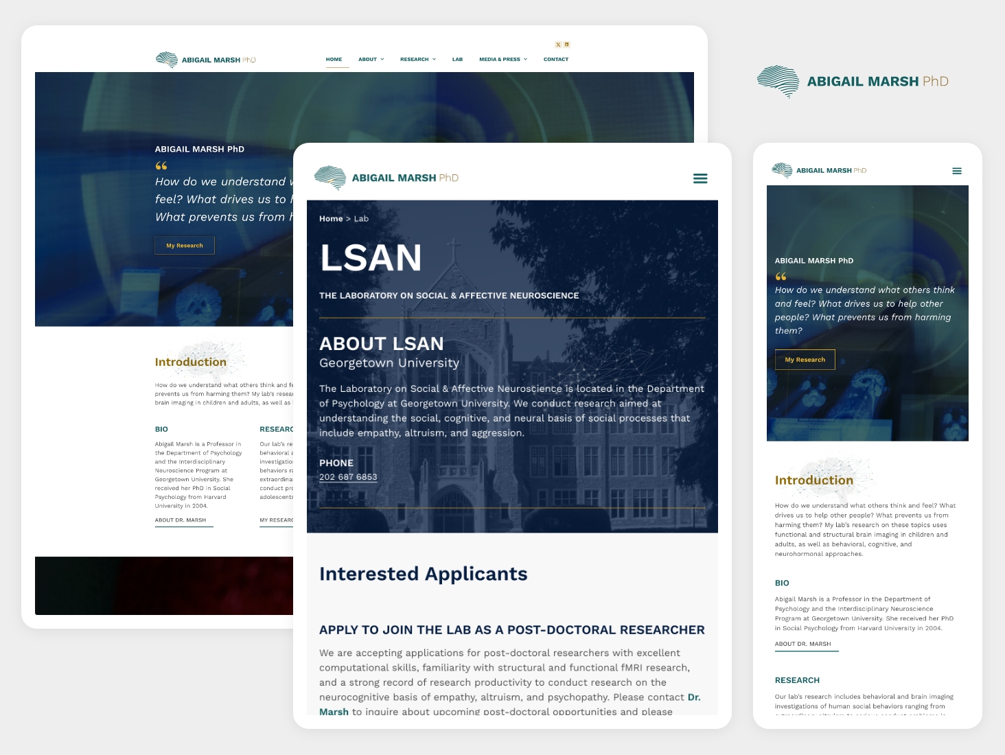 Georgetown university lab website mockup with clean and modern web design and development