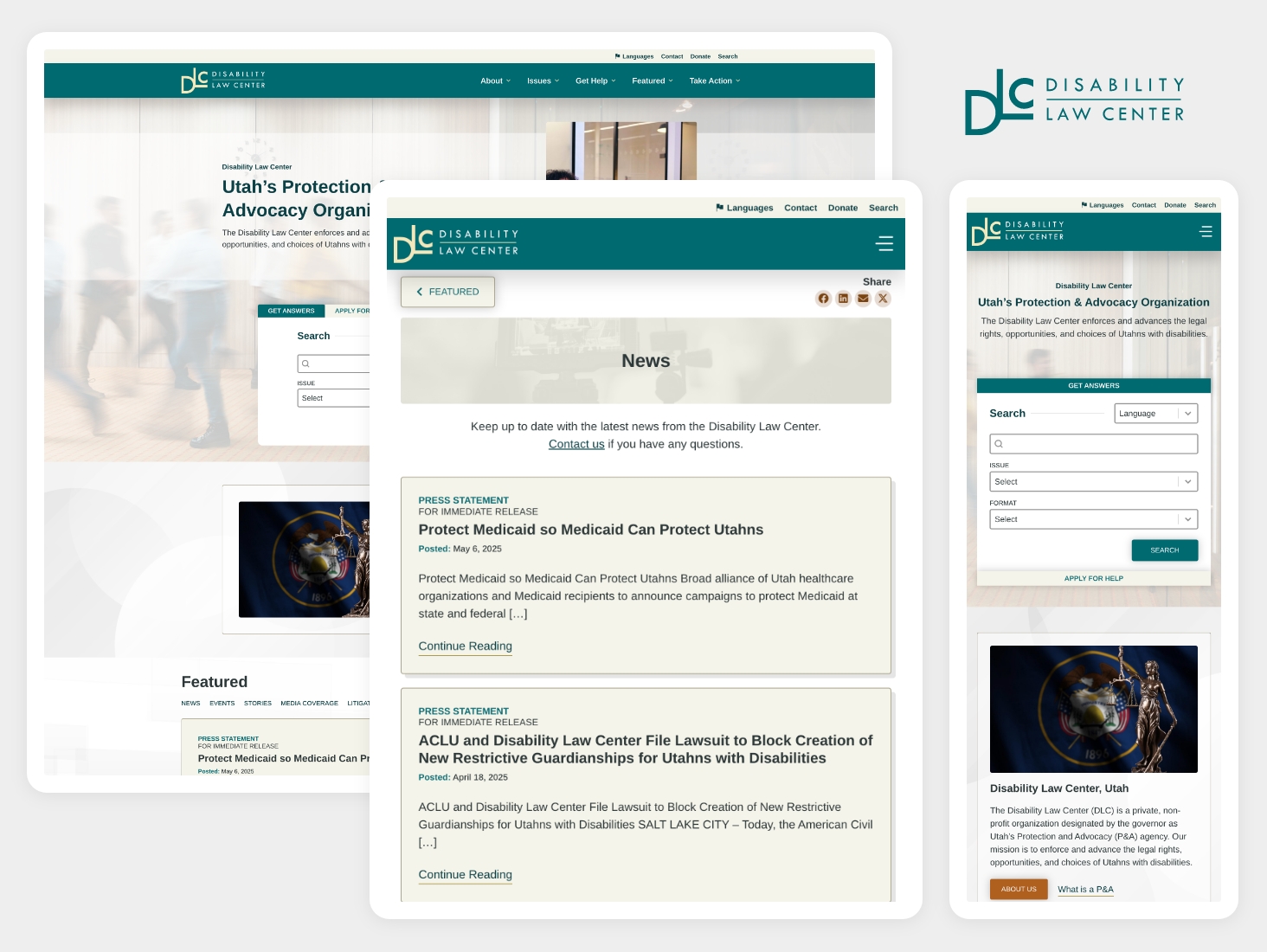 Disability Law Center nonprofit website mockup with clean and modern web design and development