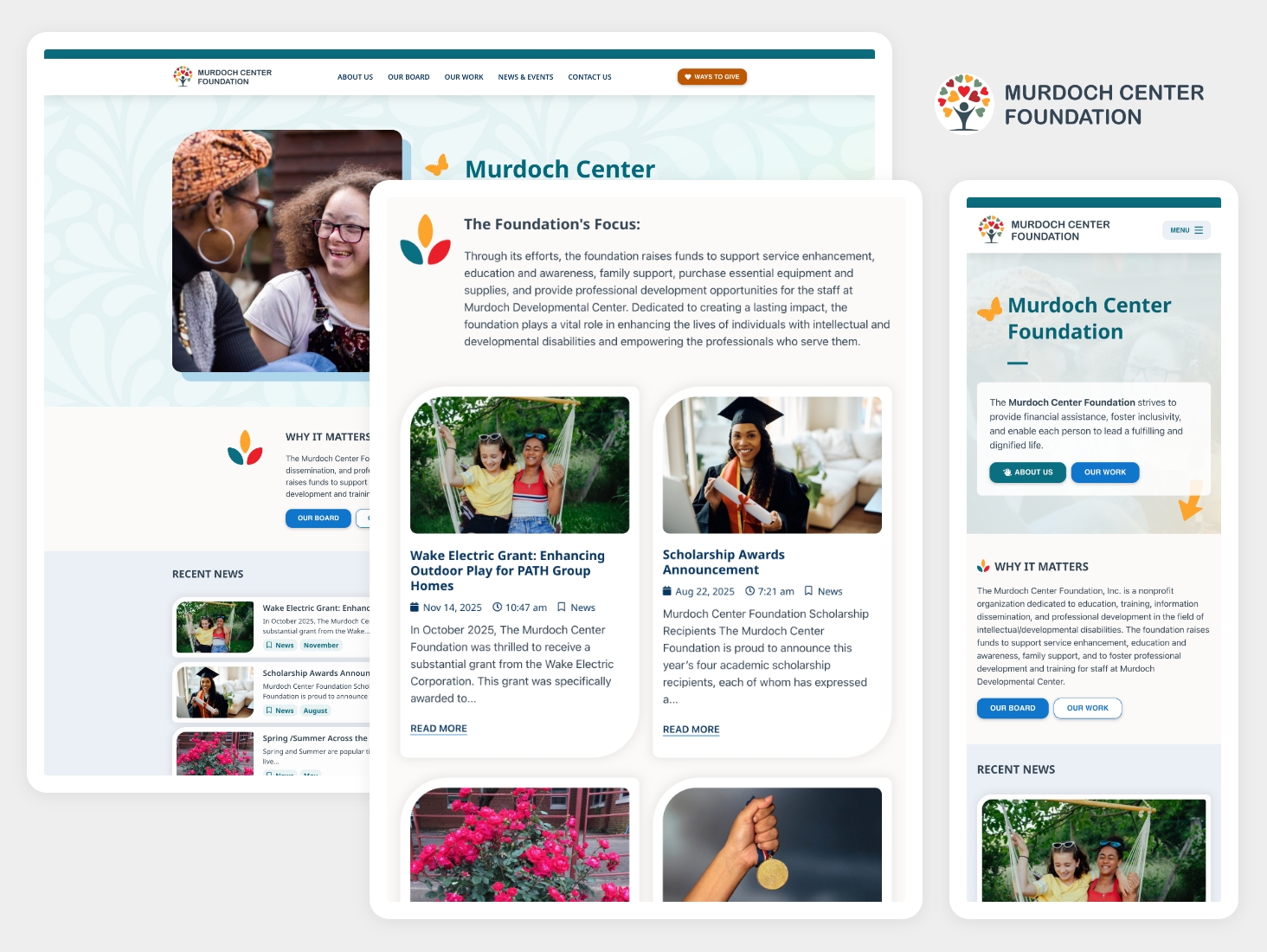 Nonprofit website mockup with clean and modern web design and development