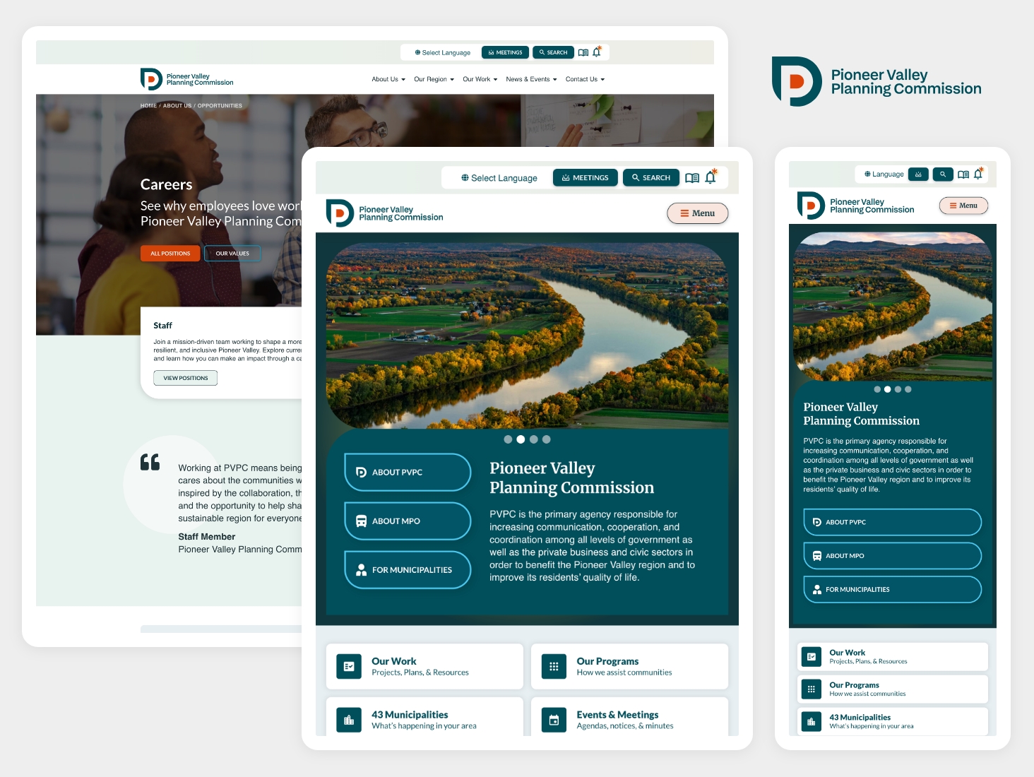 Regional planning agency website mockup with clean and modern web design and development