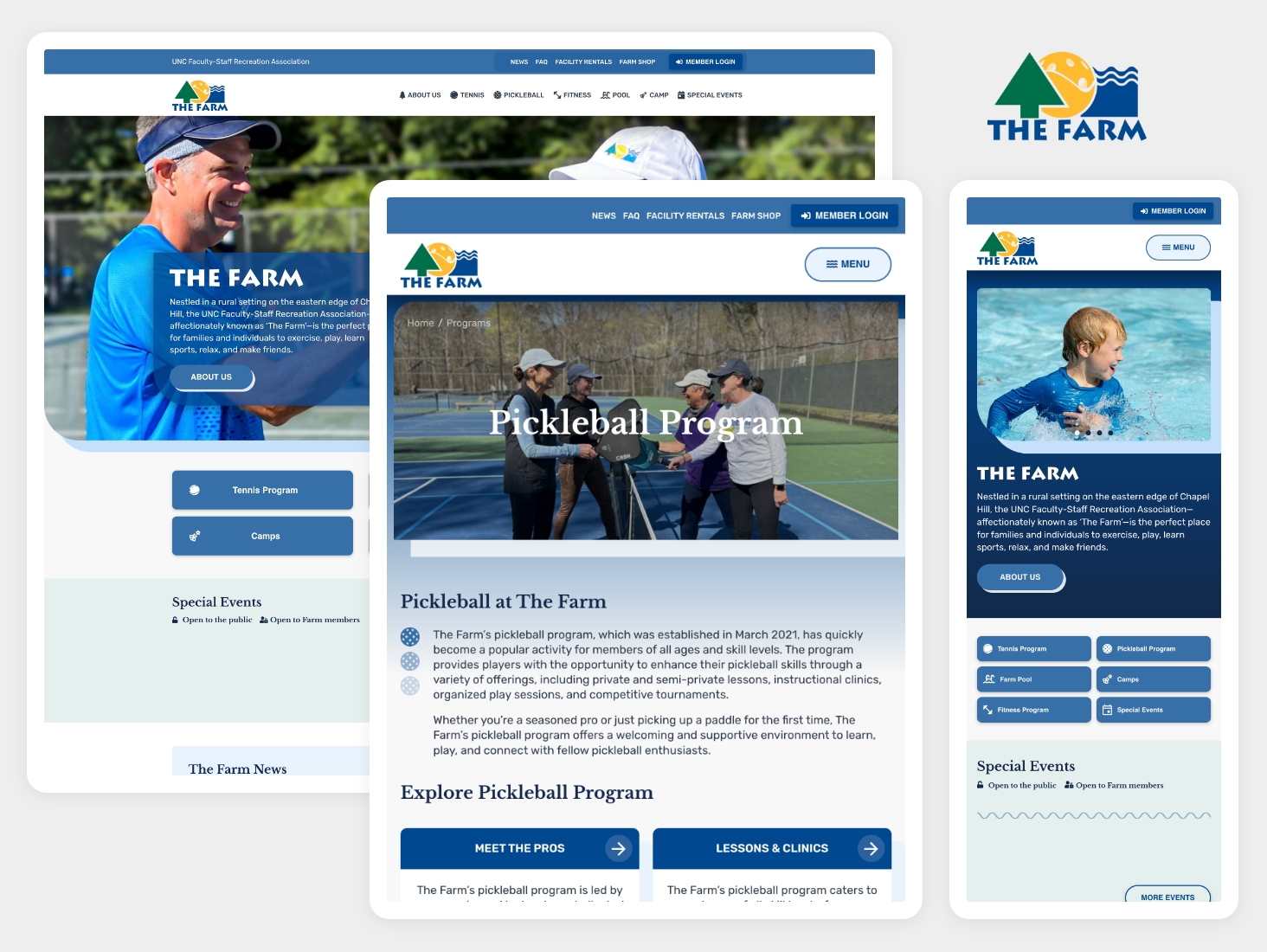 UNC Farm, nonprofit website mockup with clean and modern web design and development