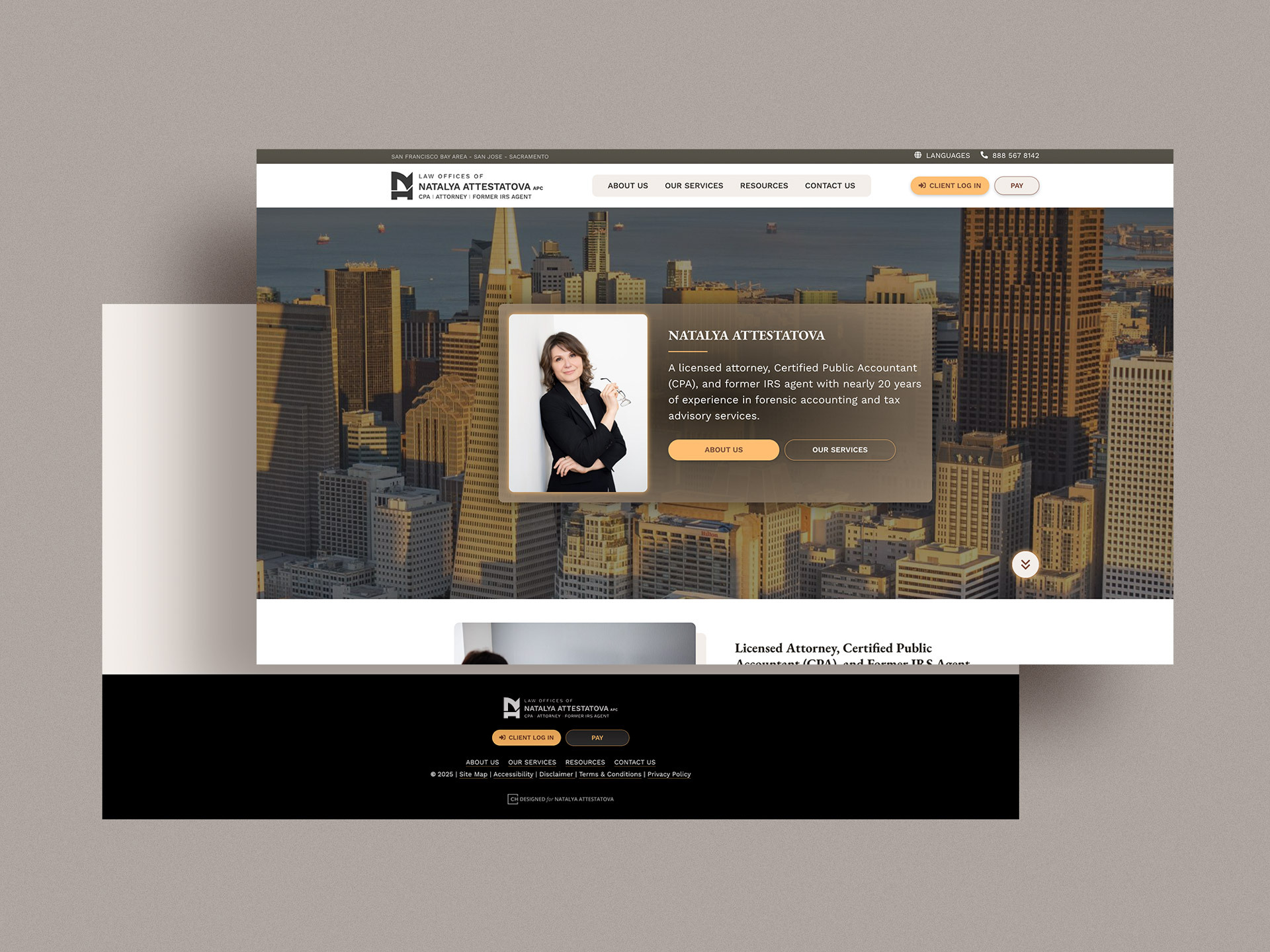a licensed attorney, Certified Public Accountant (CPA) website redesign 