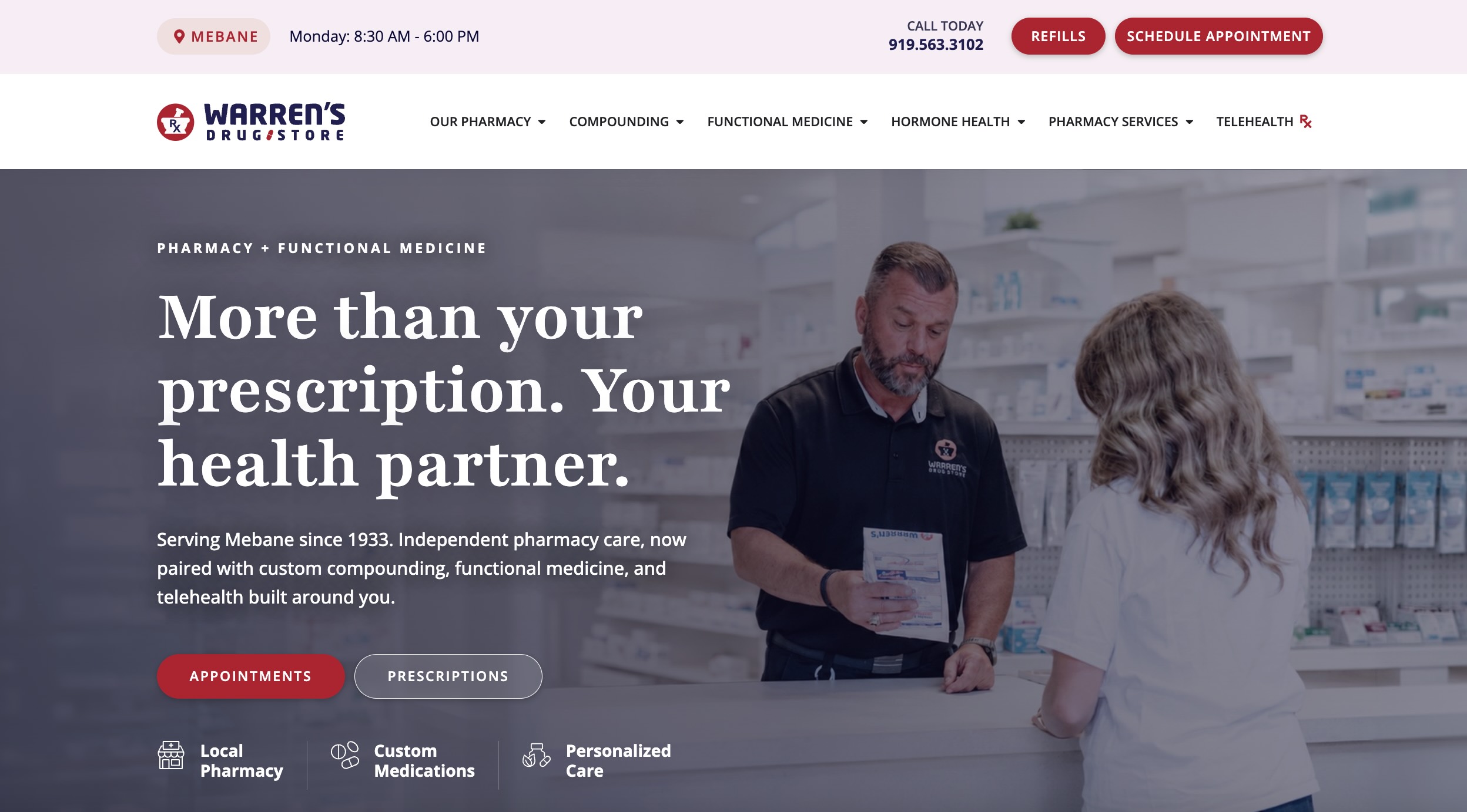 Warren's Drug Store Website Screenshot