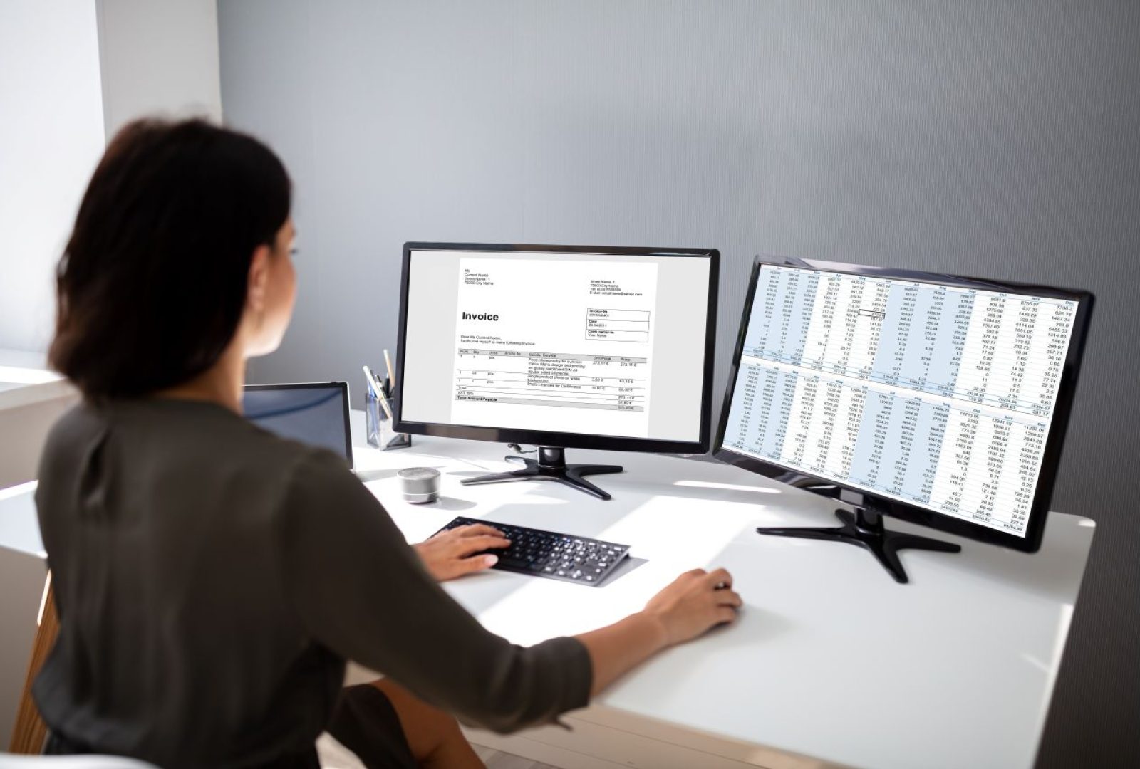 Small Business CPA working in spreadsheets