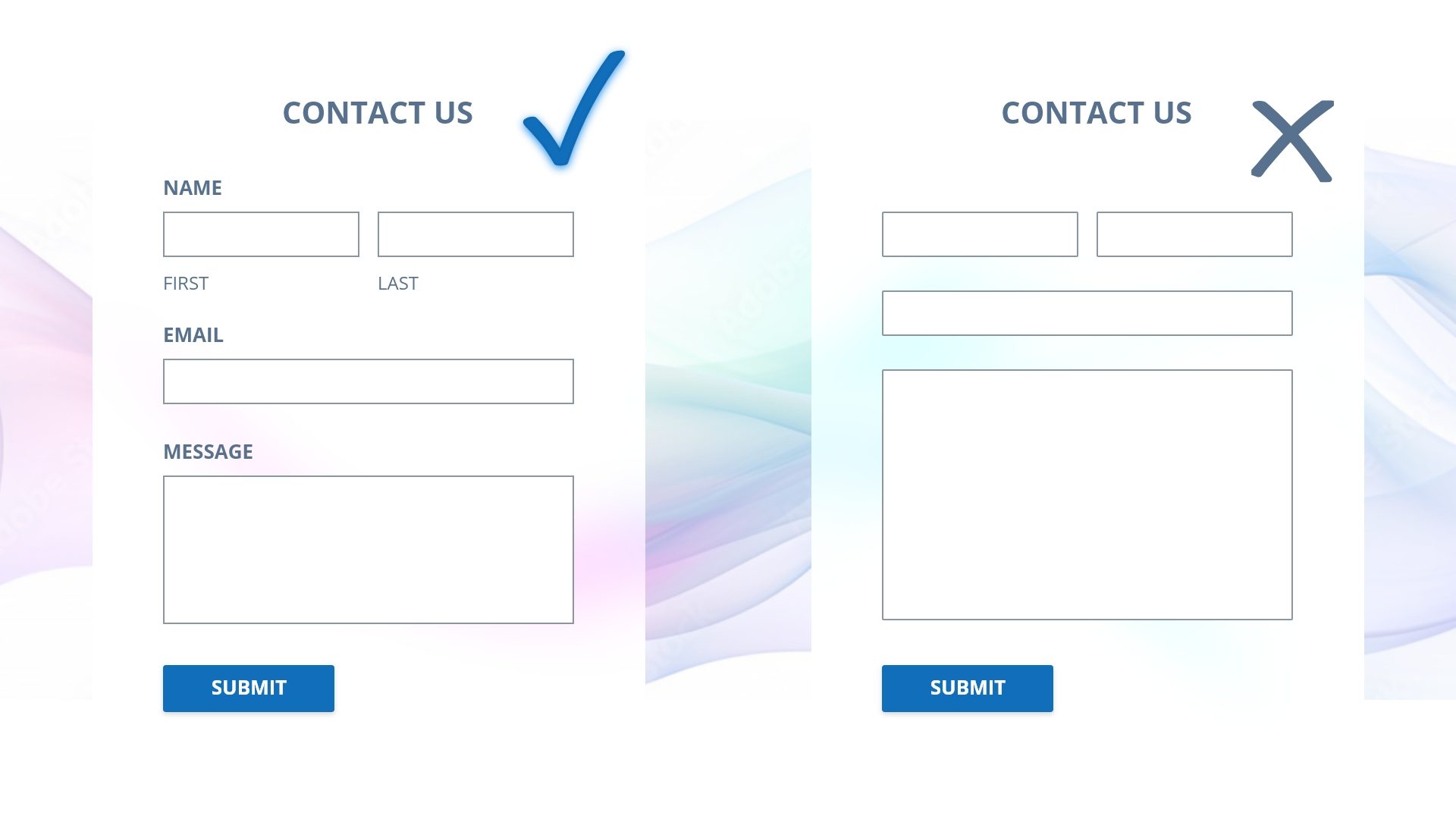 Accessible form with examples of form labels